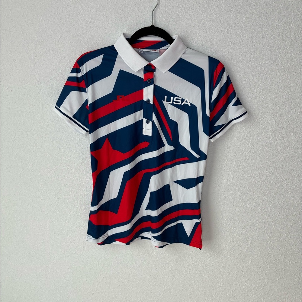 USA Graphic Polo Top in Red, White & Blue